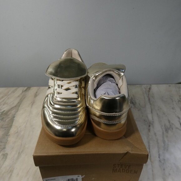 NiB Steve Madden Womens Madrid Gold Metalic Sneaker 9 - Picture 9 of 16